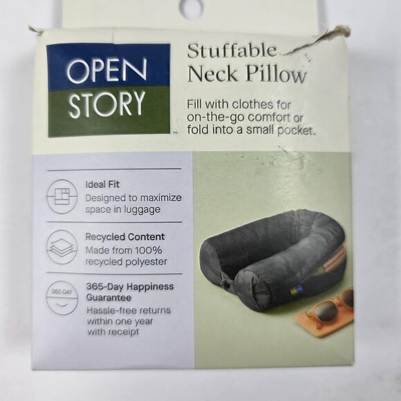 Open Story Stuffable Travel Neck Pillow Pink Packable Lightweight Airplane - Picture 2 of 7